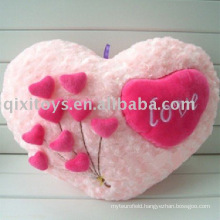 plush&stuffed heart-shape valentine cushion, soft flower cushion toy